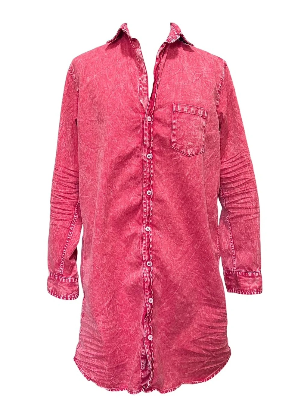 Frank & Eileen Mary Shirt Dress in Acid Wash Red - Picture 1 of 7